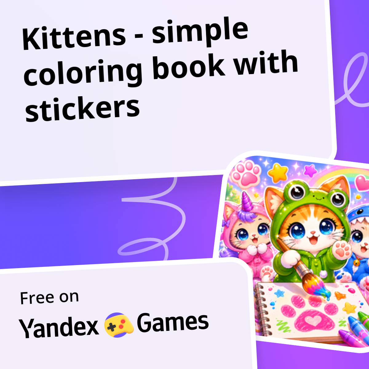Kittens - simple coloring book with stickers - play online for free on ...